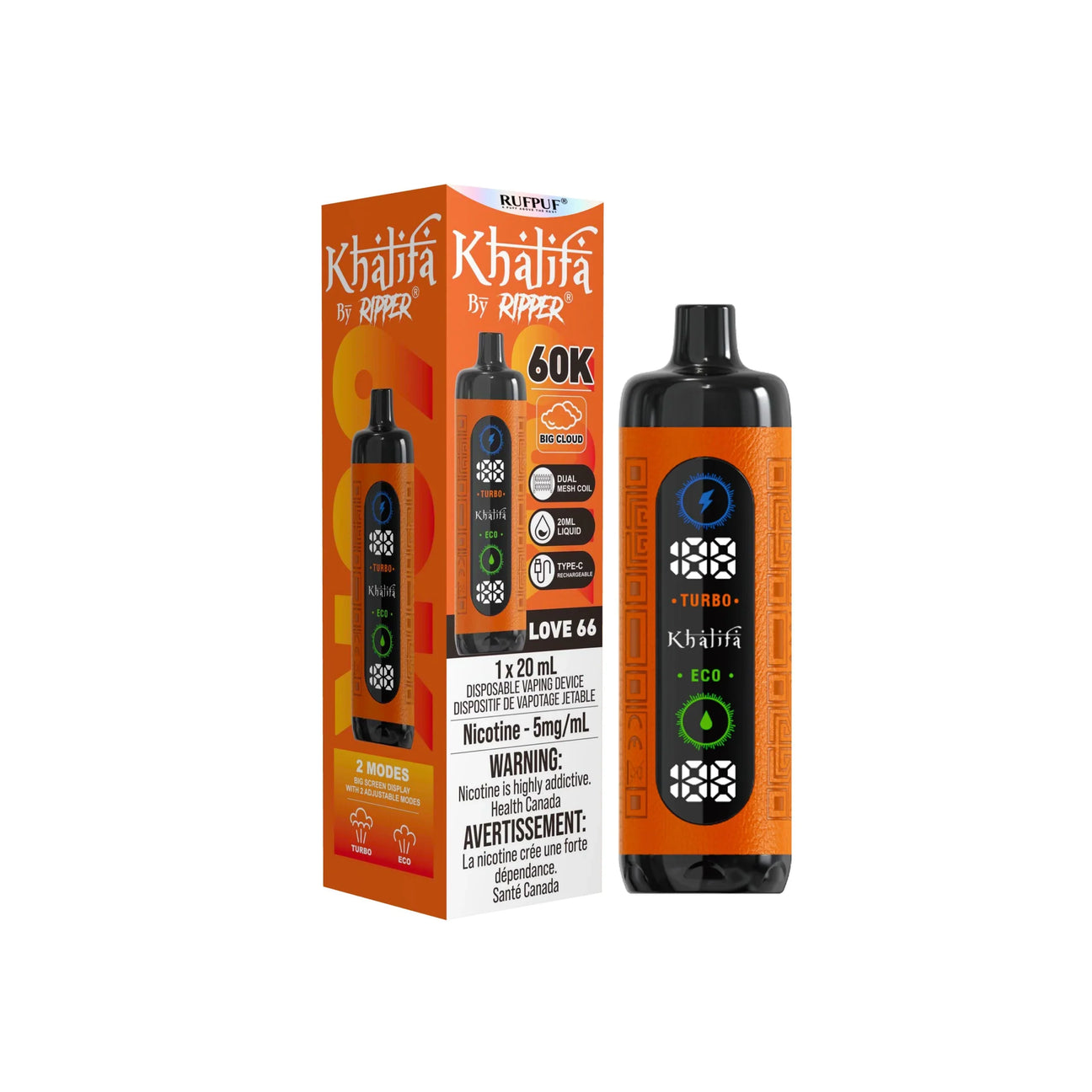 Khalifa by Ripper Hookah vape shisha 60000 puffs 20ml Canada