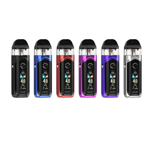 SMOK 40K disposable vape devices in multiple colours with digital display, rechargeable design, and high-capacity puff performance.