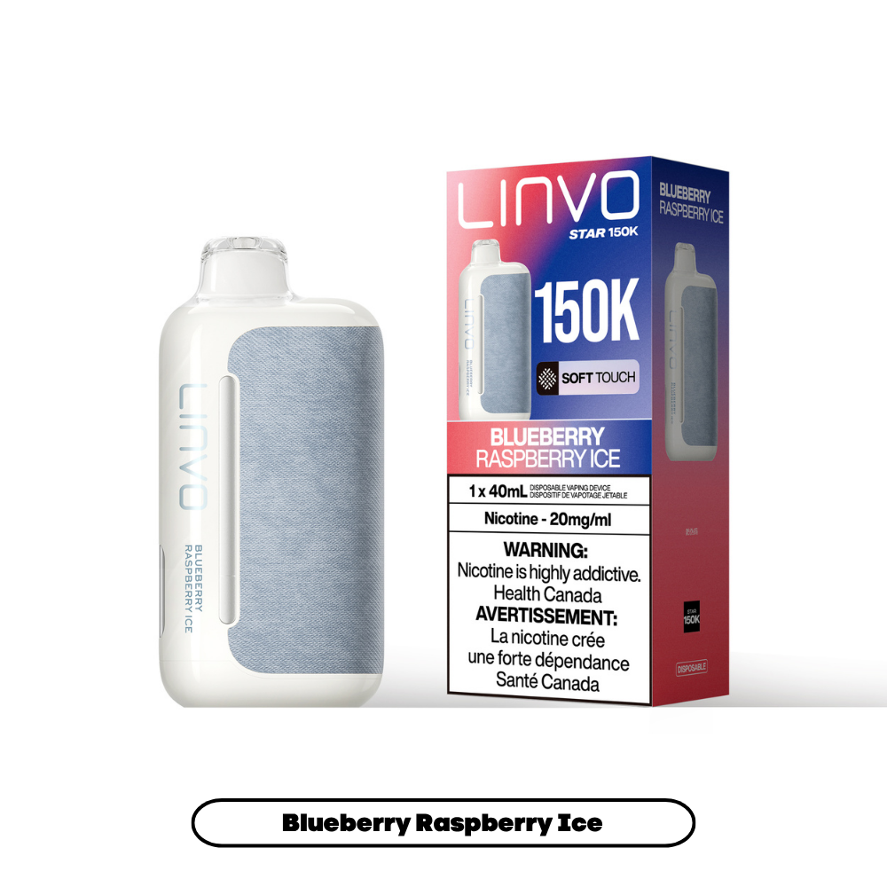 Linvo Star 150K Blueberry Raspberry Ice disposable vape with packaging