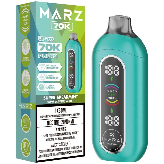 Super Spearmint - 70000 puffs - 20mg/ml nicotine strength - 30ml e-juice - Marz 70K Disposable Vape