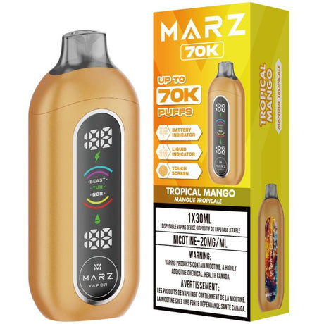 Tropical Mango - 70000 puffs - 20mg/ml nicotine strength - 30ml e-juice - Marz 70K Disposable Vape