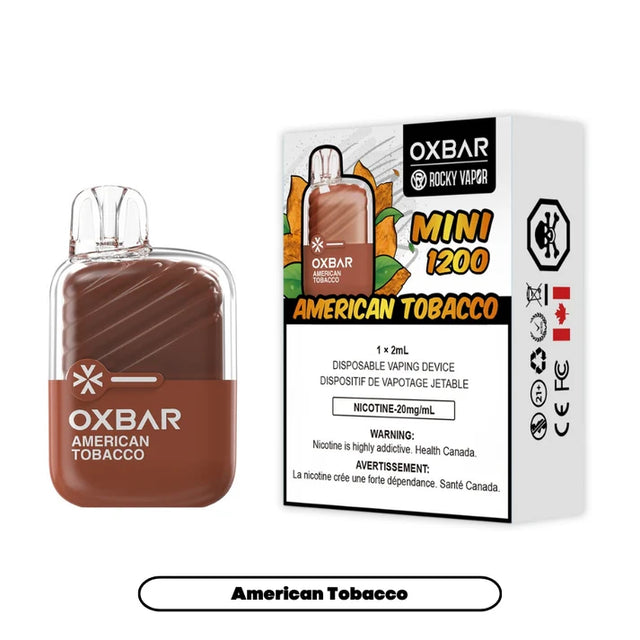 OXBAR Mini 1200 Disposable Vape - American Tobacco - 1200 puffs - 20mg/ml nicotine strength - 2ml e-juice