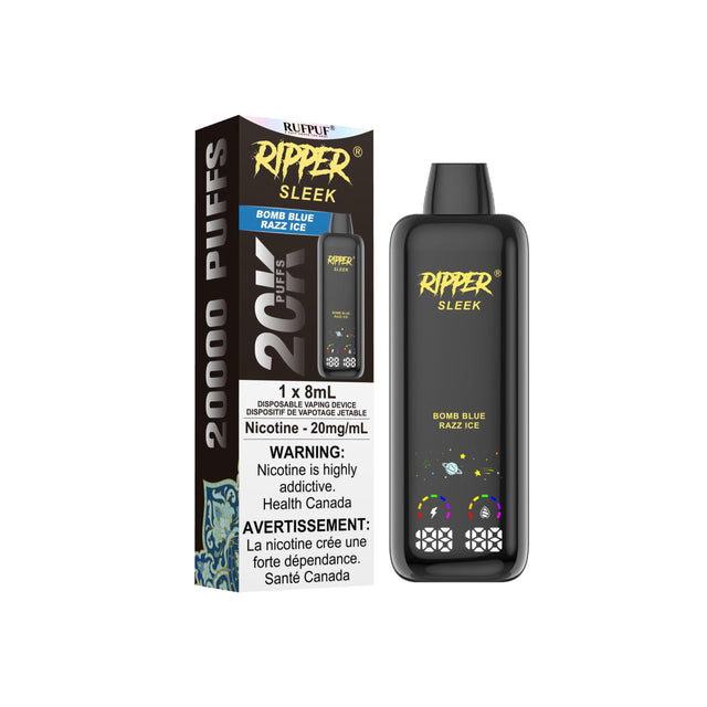 Ripper SLEEK Disposable Vape Bomb Blue Razz Ice flavour – 20,000 puffs