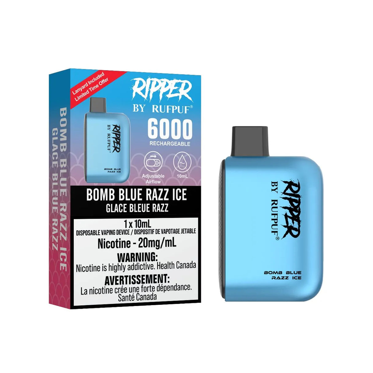 Bomb Blue Razz Ice - Rufpuf Ripper Disposable Vape 6000