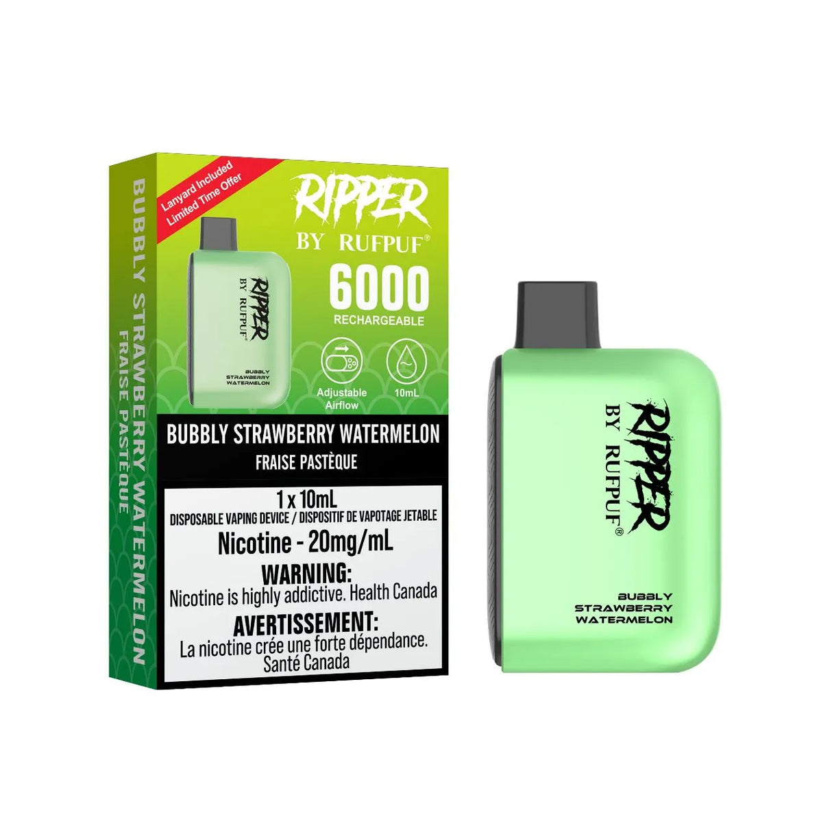 Bubbly Strawberry Watermelon - Rufpuf Ripper Disposable Vape 6000