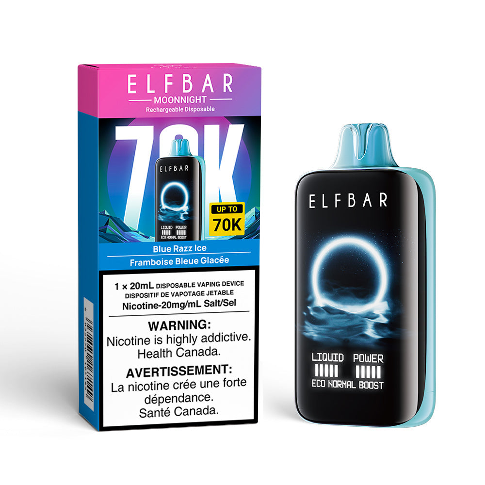 Blue Razz Ice – ELF BAR 70K Vape – 70,000 Puffs, 20mL E-liquid, 20mg/mL Nicotine – Tangy Blue Raspberry with Icy Finish, Rechargeable
