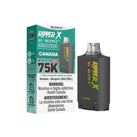 CANADA Ripper X 75k Vape Pod - Nicotine Strength 20mg/ml - E-Liquid Quantity 20ml - Puff Count 75000.