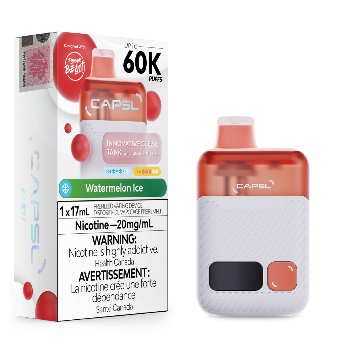 Watermelon Ice - CAPSL 60K Disposable Vape by Flavour Beast