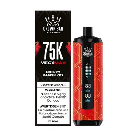 Al Fakher Mega Max 75K Cherry Raspberry disposable vape with up to 75K puffs and dual mode in Canada
