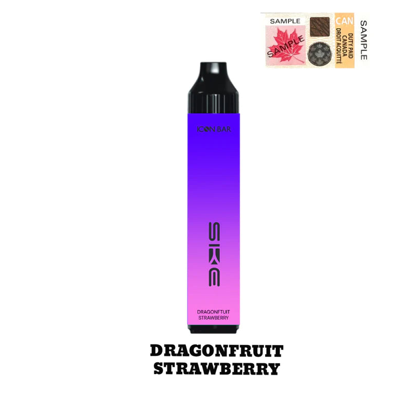 Dragon Fruit Strawberry Ice Icon Bar Hybrid Disposable Vape, 2000 puffs, synthetic 50 nicotine blend, tropical and icy flavor.