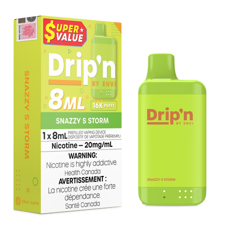 Snazzy S Storm – Drip’n by Envi 16K puffs disposable vape - 20mg/ml nicotine strength - 8mL e-liquid