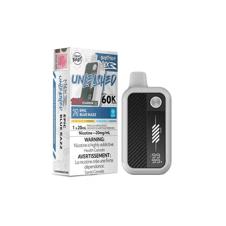 Epic Blue Razz Flavour Beast Beast Mode Max 3 Unleashed 60K Disposable Vape with 20mL e-liquid and 20mg nicotine