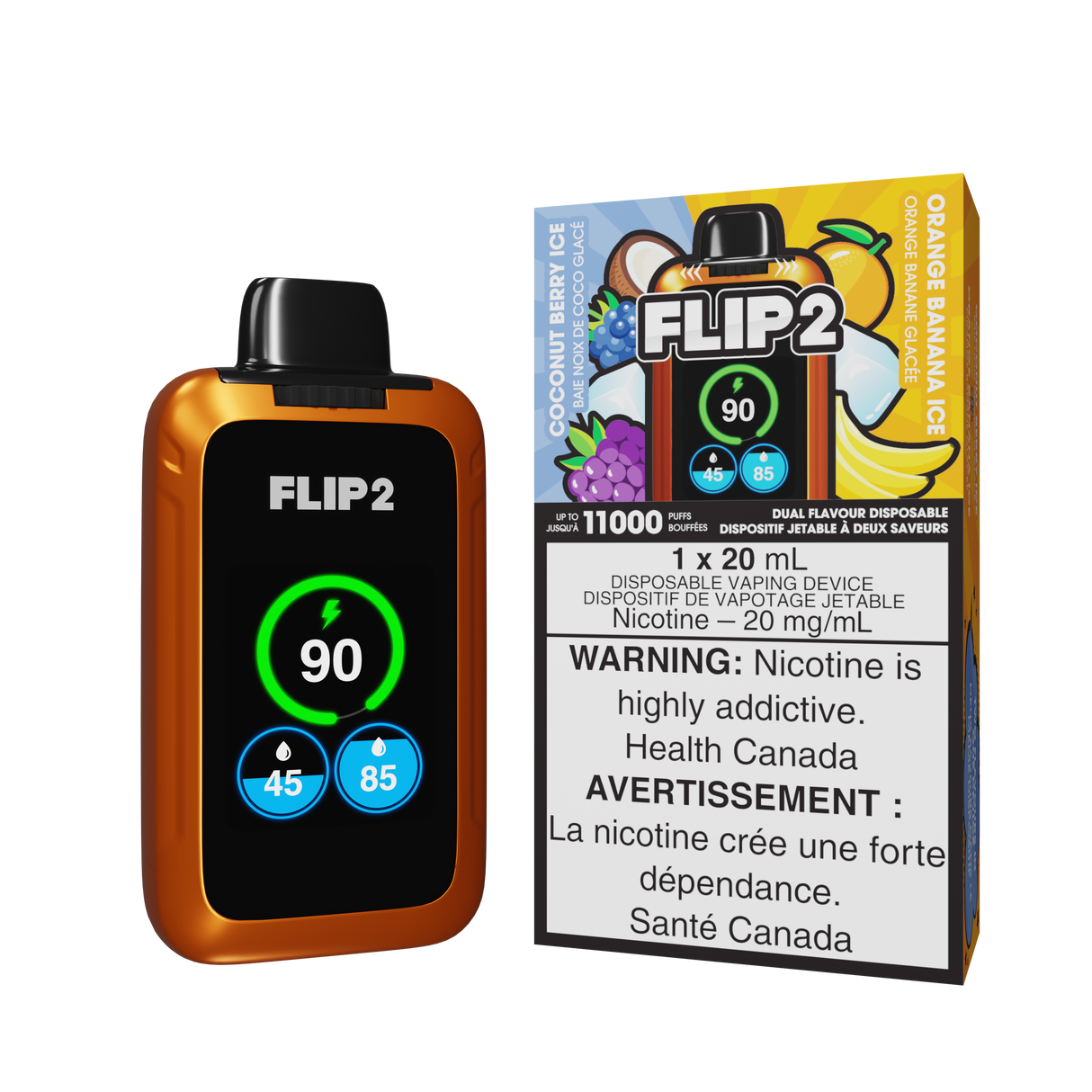 Flip 2 Disposable Vape - Coconut Berry Ice and Orange Banana Ice