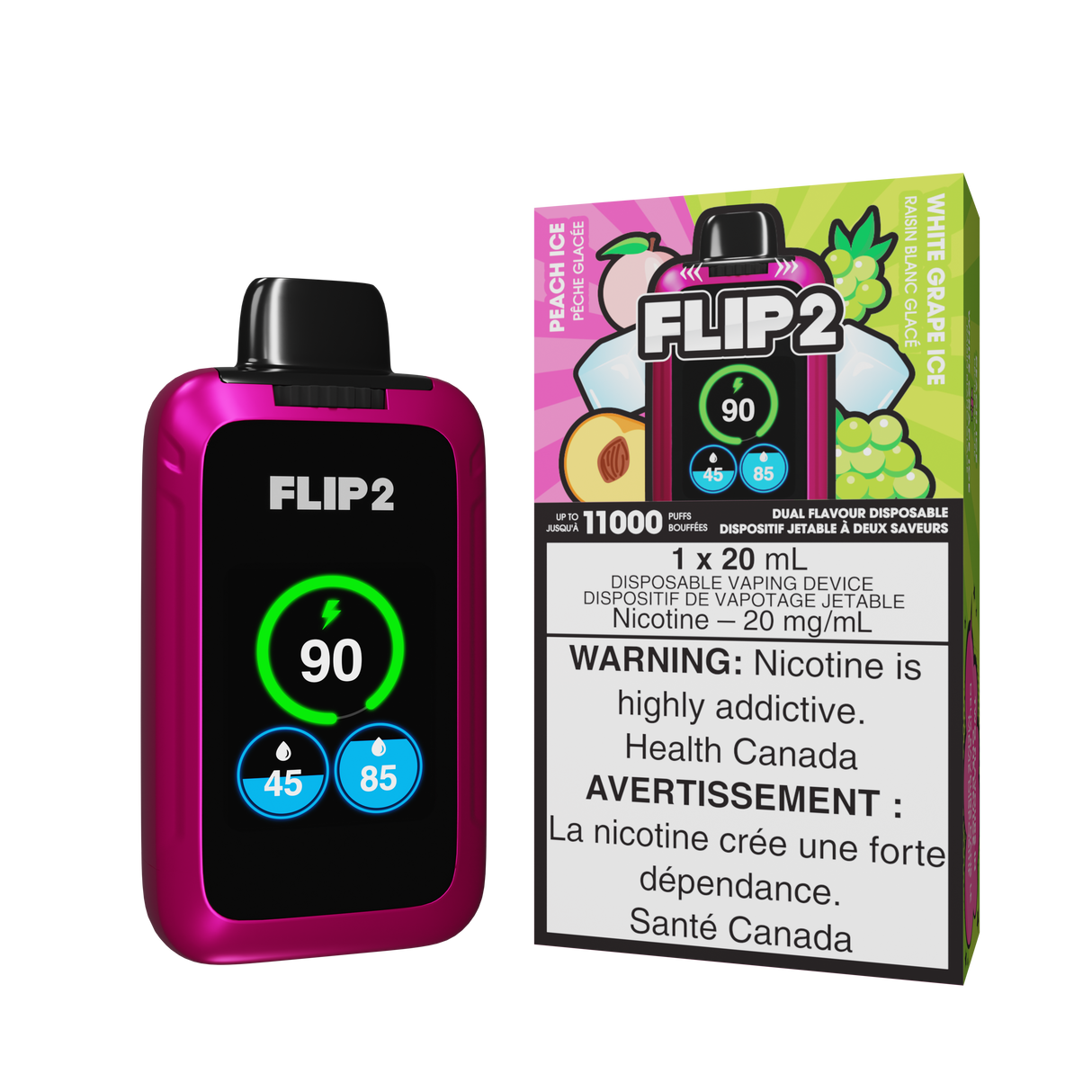 FLIP 2 Disposable Vape - Peach Ice and White Grape Ice