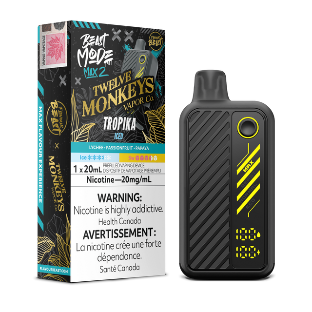 Flavour Beast Beastmode Max 2 x Twelve Monkeys – Tropika Iced, 20mg/mL, 20mL e-liquid.