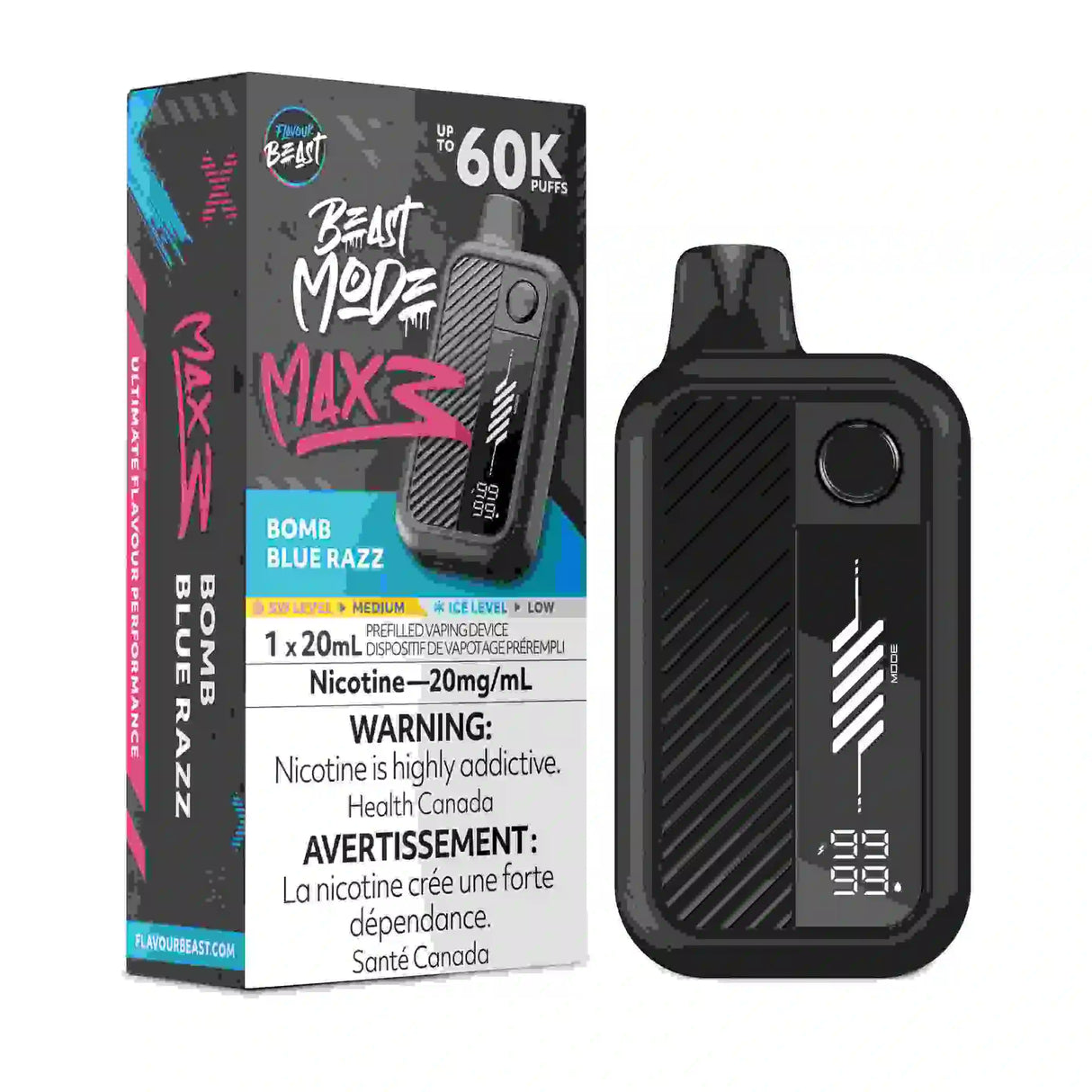 Bomb Blue Razz Beast Mode Max 3 60,000 puff disposable vape