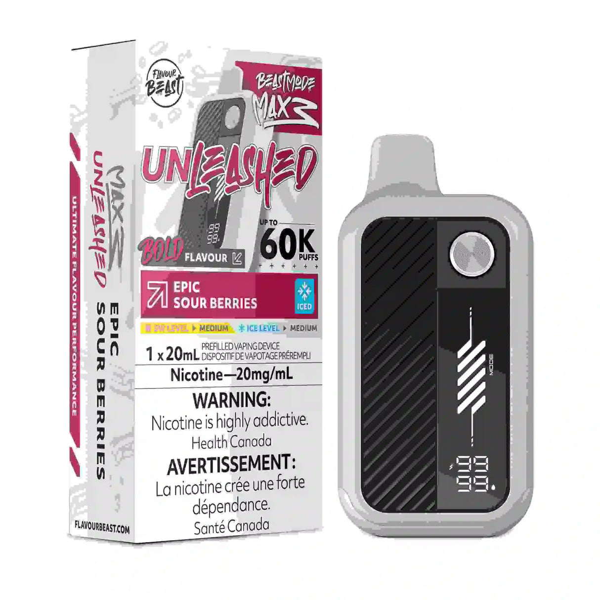 Epic Sour Berries Flavour Beast Mode Max 3 60,000 puff disposable vape