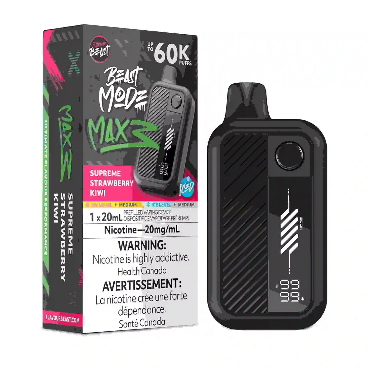 Supreme Strawberry Kiwi Iced – Flavour Beast Beast  Mode Max 3 60K Disposable Vape