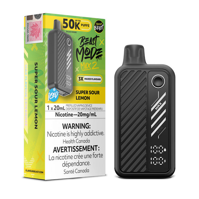 Super Sour Lemon - Flavour Beast BeastMode Max 2 50K Disposable Vape - 20mL - 20mg/ml Nicotine strength