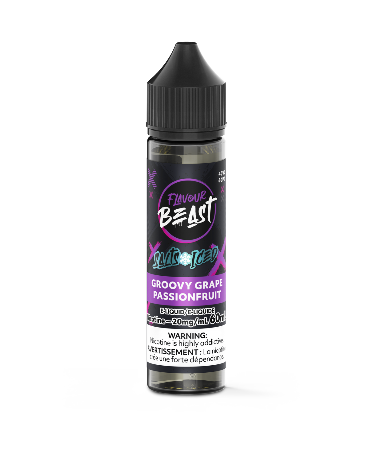 Groovy Grape Passionfruit Iced - Flavour Beast Vape Juice E-Liquid Nic Salt 60ml