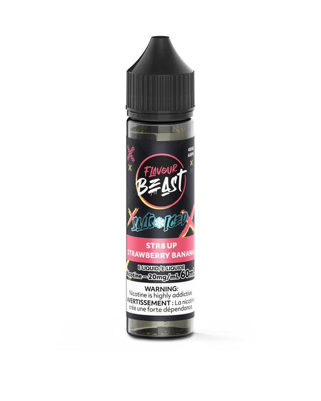 STR8 UP Strawberry Banana Iced - Flavour Beast Vape Juice E-Liquid Nic Salt 60ml