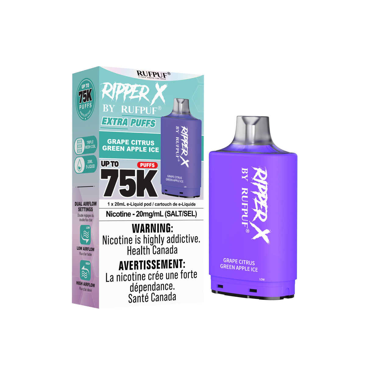 Grape Citrus Green Apple Ice - Ripper X 75k Turbo Pod 20mg/ml