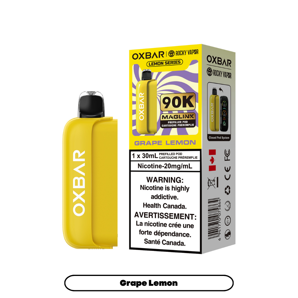 Rocky Vapor Oxbar Maglink Prefilled Pods 90K - Lemon Series - Grape Lemon