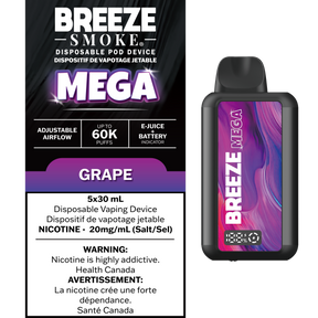 Grape – Breeze Mega 60000 Puffs – 20mg Nicotine – 30mL e-liquid