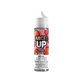 Juiced Up Double Strawberry 60mL nicotine-free e-liquid bottle with sweet strawberry flavour
