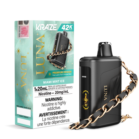Miami Mint Ice - 42000 puffs - 20mg/ml nicotine strength - 20ml e-juice - KRAZE LUNA Disposable Vape 42K
