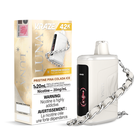 Pristine Pina Colada Ice - 42000 puffs - 20mg/ml nicotine strength - 20ml e-juice - KRAZE LUNA Disposable Vape 42K