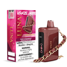 Sassy Strawberry Dragon Fruit Ice - 42000 puffs - 20mg/ml nicotine strength - 20ml e-juice - KRAZE LUNA Disposable Vape 42K