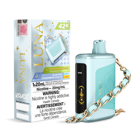KRAZE LUNA 42k Puffs Disposable Vape, 20mL Prefilled vaping device - Blue Razz Strawberry Kiwi Ice