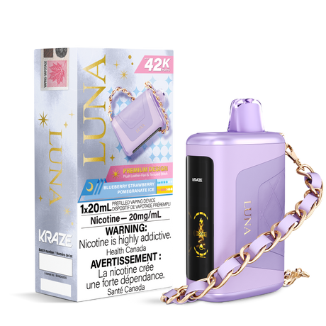 KRAZE LUNA 42k Puffs Disposable Vape, 20mL Prefilled vaping device - Blueberry Strawberry Pomegranate Ice
