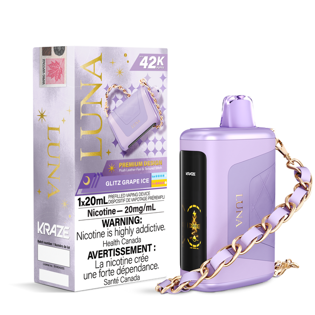 KRAZE LUNA 42k Puffs Disposable Vape, 20mL Prefilled vaping device - Glitz Grape Ice