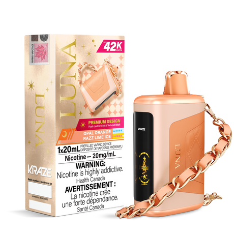 KRAZE LUNA 42k Puffs Disposable Vape, 20mL Prefilled vaping device - Opal Orange Razz Lime Ice