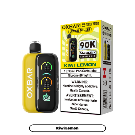 Oxbar x Rocky Vapor Maglink Disposable Vape Kiwi Lemon flavour – 90,000 puffs