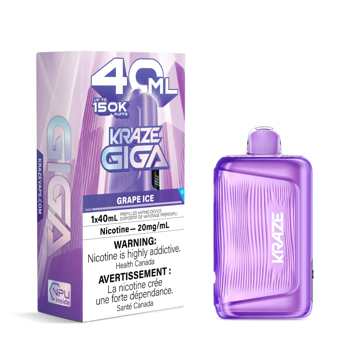 Grape Ice Kraze Giga 150K Disposable Vape 40mL