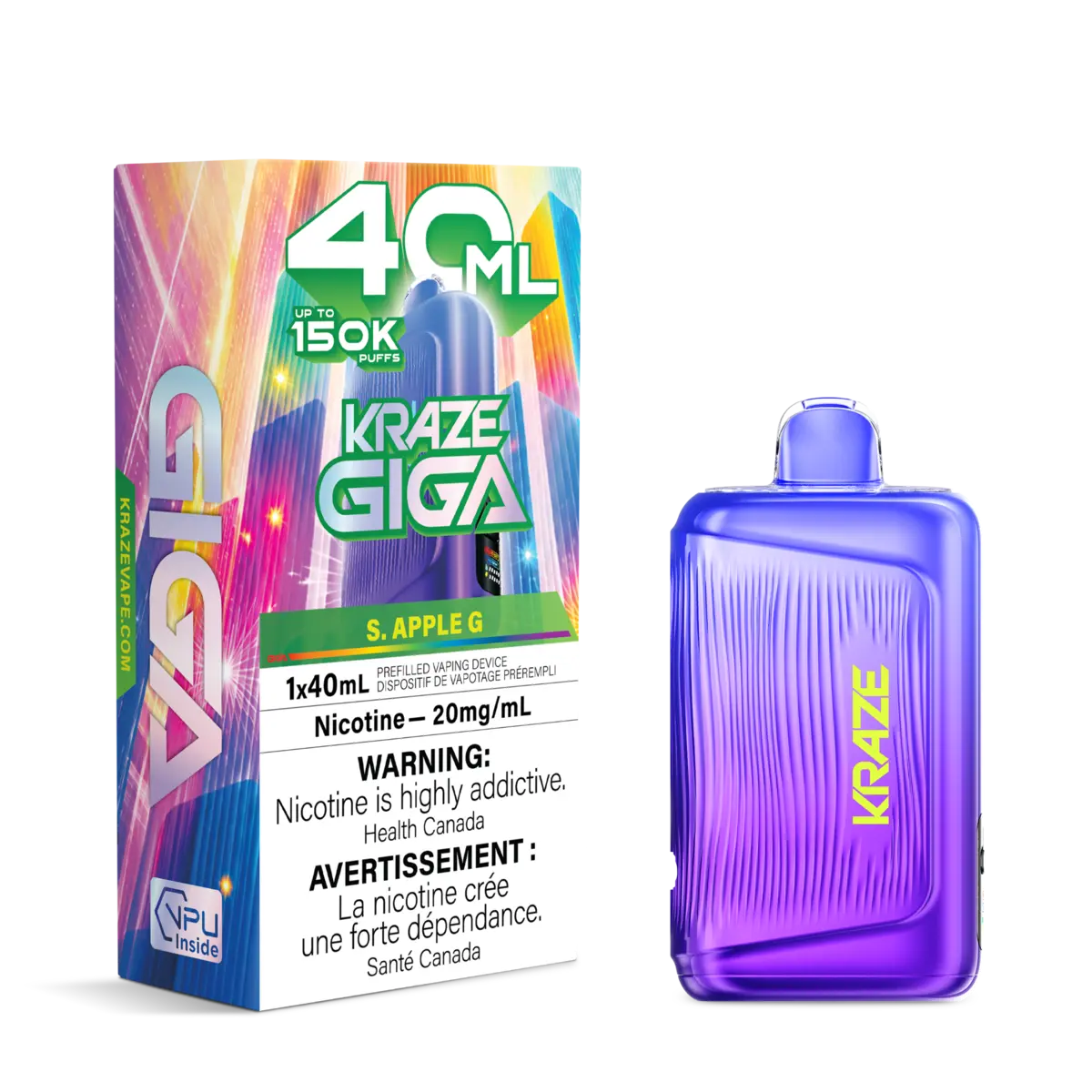  S.Apple G Kraze Giga 150K Disposable Vape 40mL