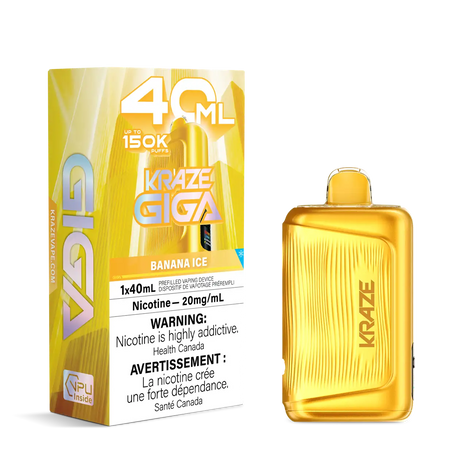 Banana Ice Kraze Giga 150K 150,000-puff disposable vape