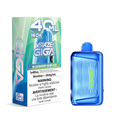 Blueberry Kiwi Ice Kraze Giga 150K 150,000-puff disposable vape