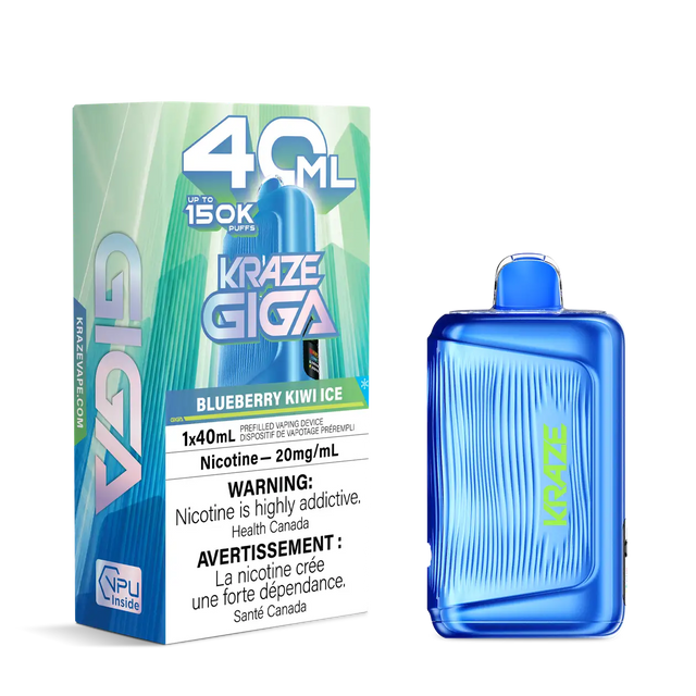 Blueberry Kiwi Ice Kraze Giga 150K 150,000-puff disposable vape