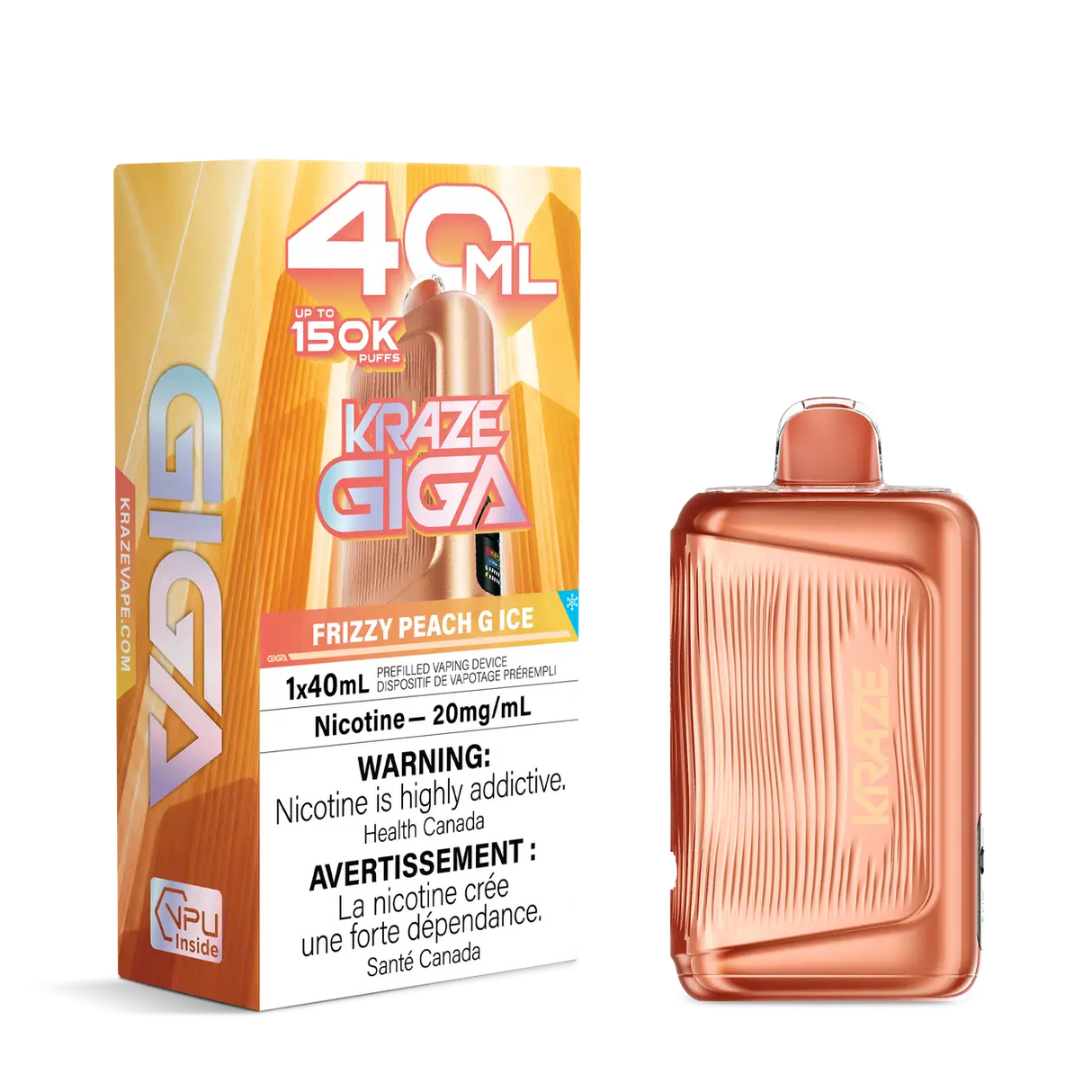 Frizzy Peach G Ice Kraze Giga 150K 150,000-puff disposable vape