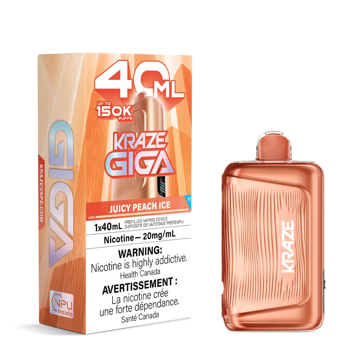 Juicy Peach Ice Kraze Giga 150K Disposable Vape 40mL