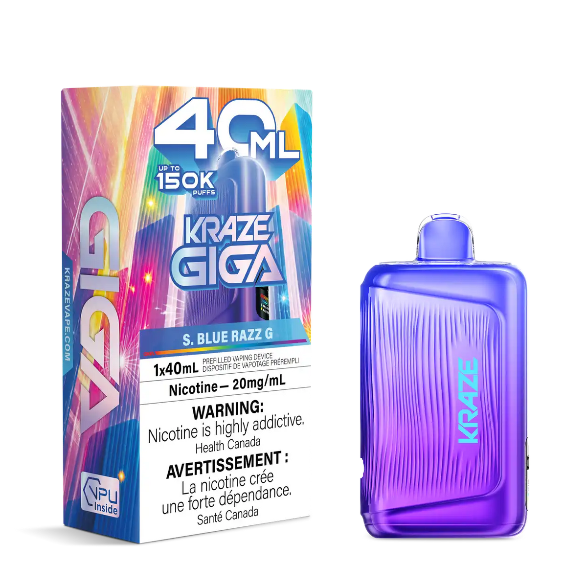 S. Blue Razz G Kraze Giga 150K 150,000-Puff Disposable Vape