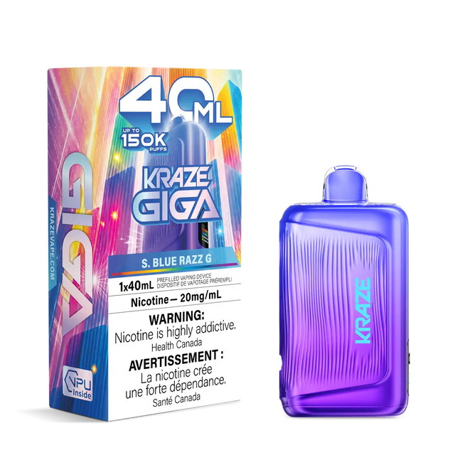 S. Blue Razz G Kraze Giga 150K 150,000-Puff Disposable Vape