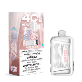 White G.B. Ice Kraze Giga 150K 150,000-puff disposable vape