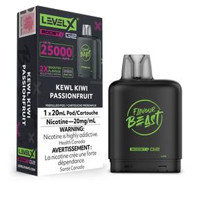 Kewl Kiwi Passionfruit - Flavour Beast 25k Level X Boost G2 Pod - 25000 puffs - 20ml e-liquid - 20mg/ml nicotine