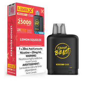 Lemon Squeeze Iced - Flavour Beast 25k Level X Boost G2 Pod - 25000 puffs - 20ml e-liquid - 20mg/ml nicotine