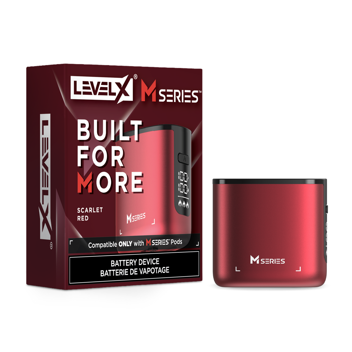 Level X M Series Battery Device with 1000mAh capacity, three power modes, digital screen and compatibility with M30 and M40 pods